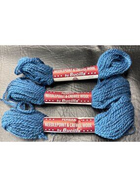 Bucilla Persian Needlepoint & Crewel Wool Yarn Blue Color No. 45 10 Yards